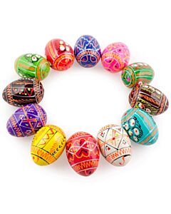 Miniature Ukrainian Pysanky Wooden Eggs (1.25") - assorted colors (sold individually)