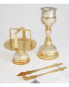 Chalice Set, Gold and Silver Plated