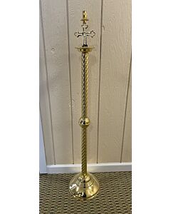 Polished brass candlestick and censer stand