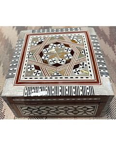 Mother of Pearl and Wood Inlay Small Square Box