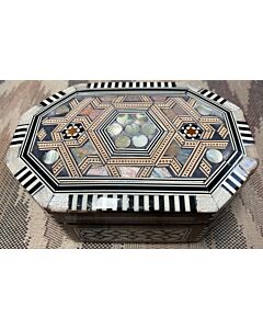 Mother of Pearl and Wood Inlay Oblong Box