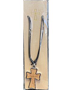 Wood Cross in Stainless Steal Case with Cord