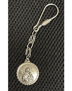 Silver key chain of the Theotokos (round)