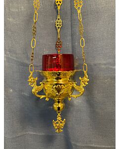 Small Gold Plated Hanging Vigil Lamp