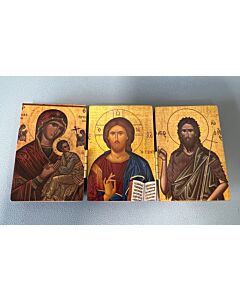 Triptych Icon On Wood - 2-7/8" X 5-7/8" Open