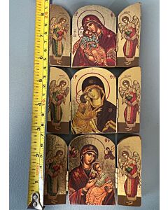 Gold Foil Triptych W/ the Theotokos and Archangels