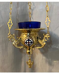 Gold Plated Enameled Vigil Lamp