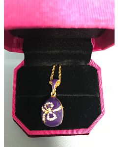 Purple Crystal Bow Egg Pendant