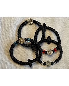 Wrist Prayer Rope with colored beads, medallion and Cross (Athonite)