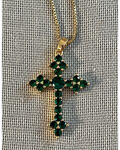 Green Rhinestone Cross