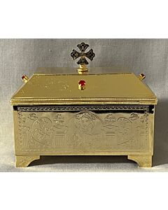 Large gold-plated rectangular Artophorion (Pyx)