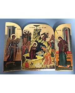 Gold Foil Triptych Nativity