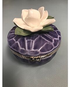 Purple Trinket Box with White Flower