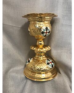 Small Gold Plated Enameled Holy Table Lamp