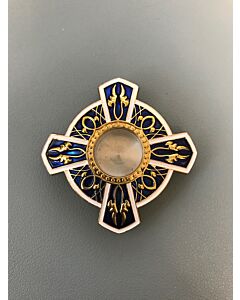 Reliquary - Cross shape in blue and white enamel