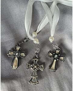 Cross Bookmarks with Satin Ribbon