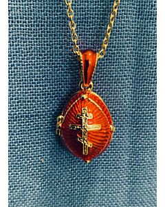 Orthodox Cross and Egg Pendant (Red)