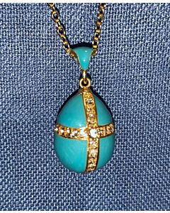 Turquoise Crystal Cross Royal Egg Pendant