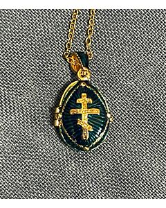 Orthodox Cross and Egg Pendant (Turquoise)