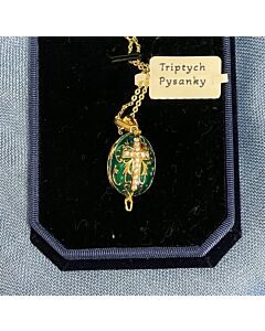 Triptych Pysanky Egg Pendant (green)