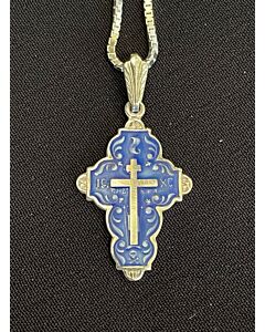 Sterling silver "Pravoslavnaya" Cross with enamel (16x24mm)