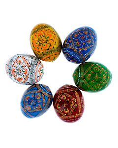 Ukrainian Pysanky Hand-painted Wooden Eggs - assorted colors (sold individually)